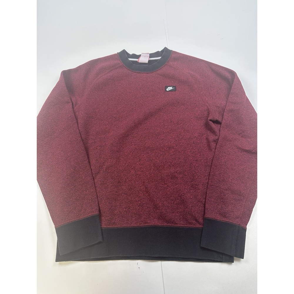 Nike Men's Sweatshirt Small Red Black Cotton Crew Neck